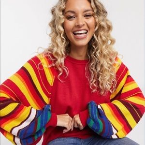NWT Free People Rainbow oversized sleeve Sz SMALL